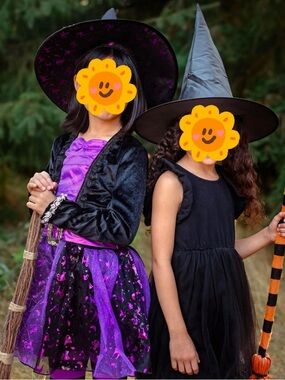 Girls Purple Witch Costume with Hat - Unbranded